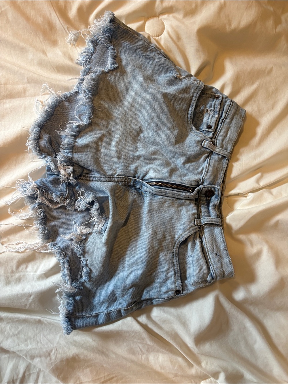 Abercrombie & Fitch Light Blue Frayed Denim Shorts